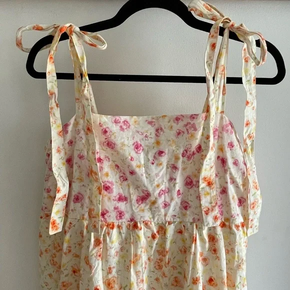 ARULA Cream Maxi Dress with Pink and Orange Floral Print - Picture 2 of 9